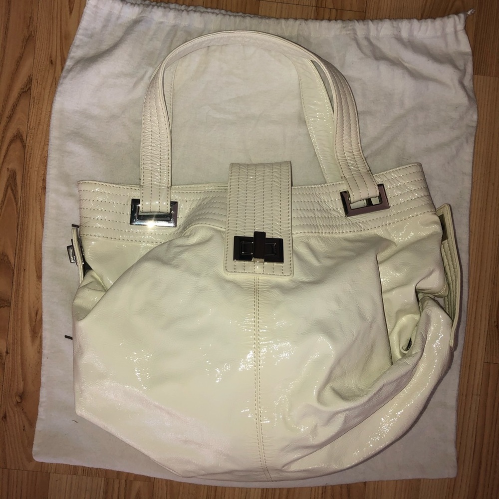 Kooba Natasha White Patent Leather Convertible Bag